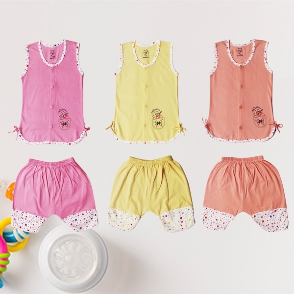 Jo kids wear Baby Girl Cotton Dress Set (A-Line Top And 3/4th Pant)_1010