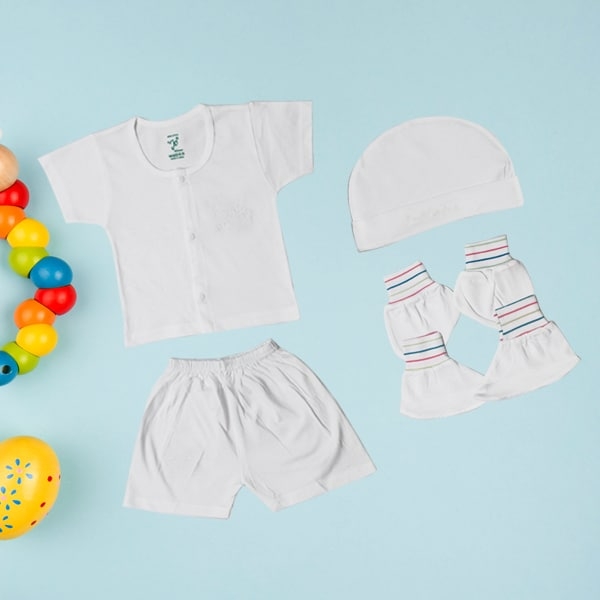 Jo Kids Wear New Born Baby Boy Cotton Baptism Set (5310_6-12 Month_Pack of 5)